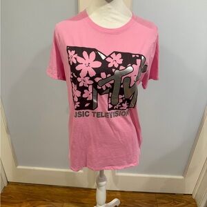 Abercrombie Kids Pink MTV Floral Graphic Tee